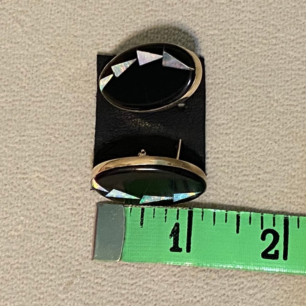 MICHAEL KIRK One-Of-A-Kind Jet & Opal Earrings - Picture 10 of 11